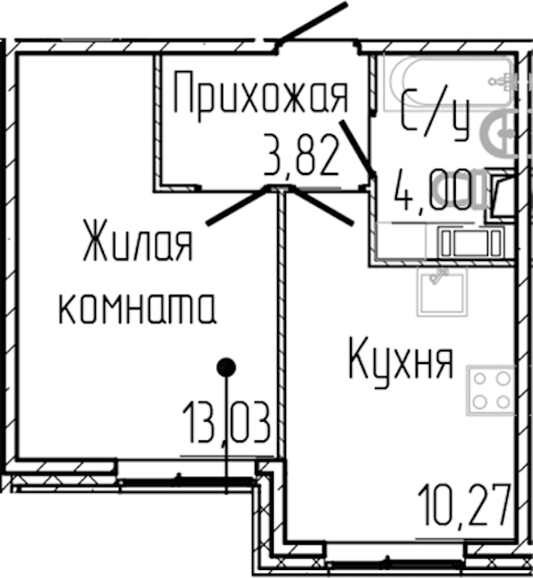 1-комнатная квартира 31.12 м², 1/8 эт., ЖК «SERTOLOVO PARK»